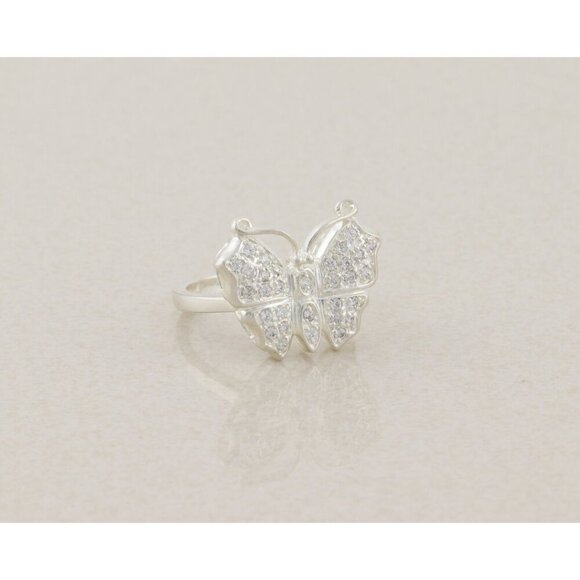 Sterling Silver Cubic Zirconia Butterfly Ring Size 7 1/4 - Picture 4 of 8